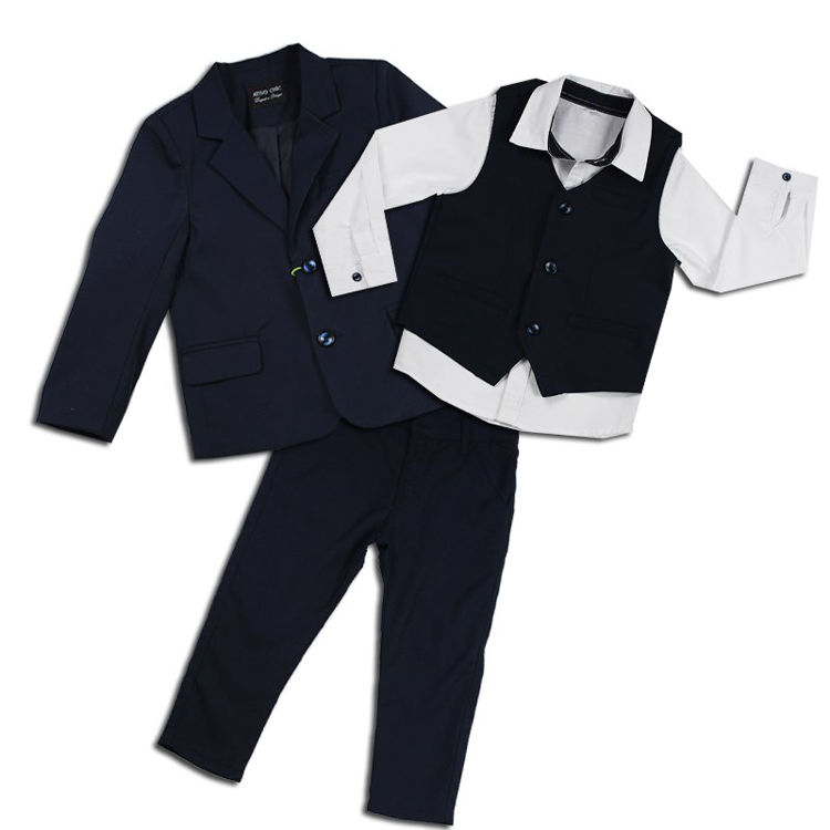 Picture of WS0221-BOYS 5 PCS SET HIGH QUALITY MATERIAL NAVY SUIT